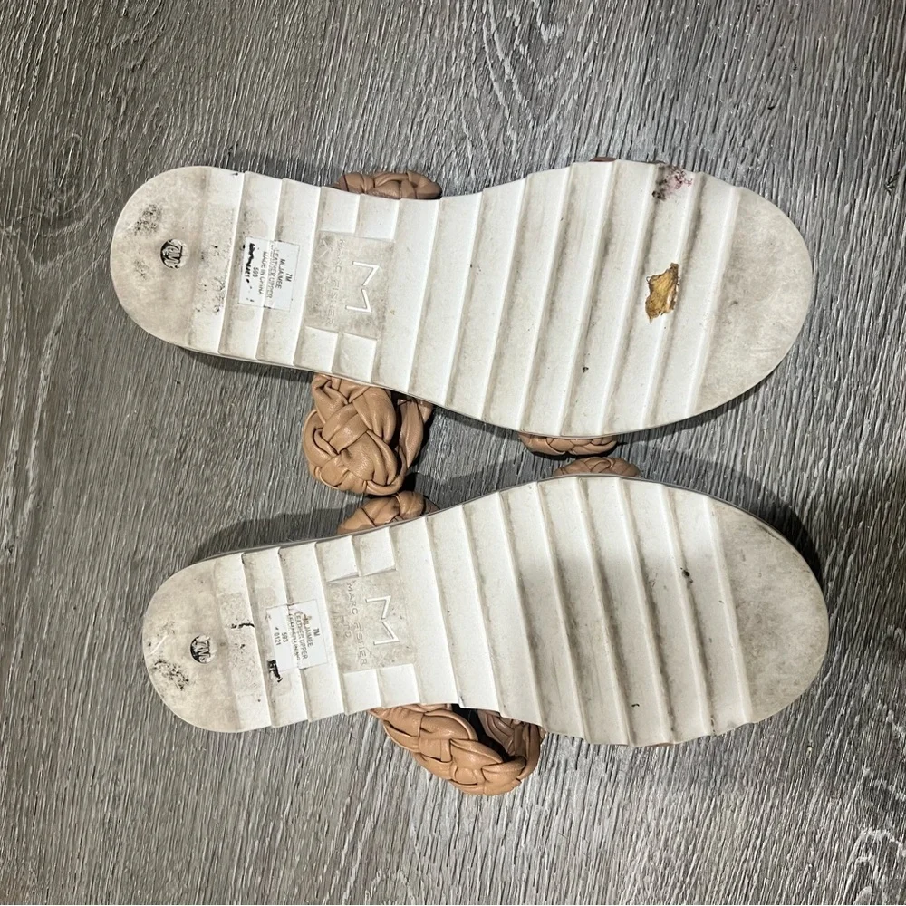 Marc Fisher Braided Double-Strap Slide Sandals in Camel - Picture 2 of 3